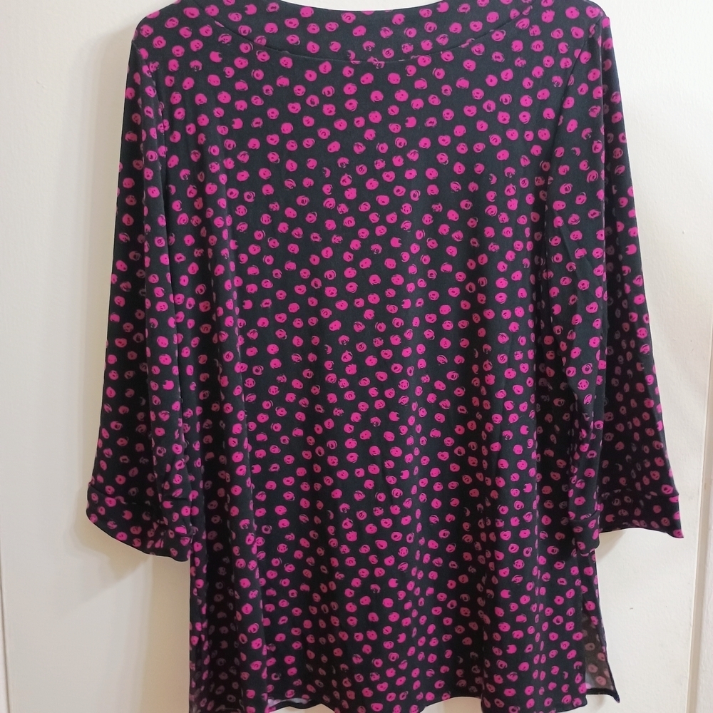 Leota Black and Pink Polka Dot Blouse - Picture 5 of 6